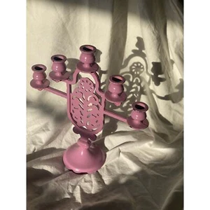 Purple Paint Iron Hugo Berger Goberg Style Floral Motif Candelabra 5 arm candle - Picture 1 of 16