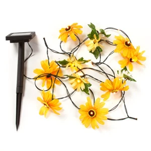 NEW Sunflower Outdoor Decorative Solar String Fairy Accent Lights Garland 8.5 ft - Picture 1 of 2