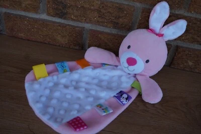 Taggies SEGURIDAD Manta Rosa CONEJITO Conejo Blanco Minky Puntos Etiqueta Sonajero Juguete Muñeca Foto 1 de 4