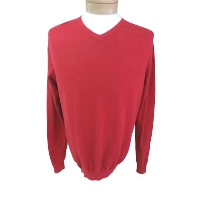 Foxcroft women's size Large V neck sweater red 10% cashmere 90% cotton - Image 1 of 4