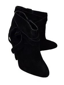 NINE WEST Acesso Ladies Lovely Black Suede Slip On Wedged Heel Boots UK 3 - Picture 1 of 6