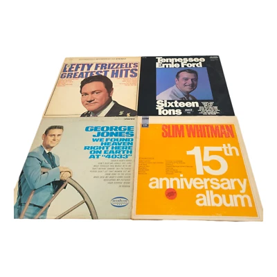 Vintage Lefty Frizzell Tennessee Ernie Ford Slim Whitman George Jones 4 Vinyl LP - Image 1 of 4