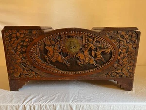 Vintage Chinese Hand Carved Camphor Wood Chest. 34"x17"x17" - Picture 1 of 16
