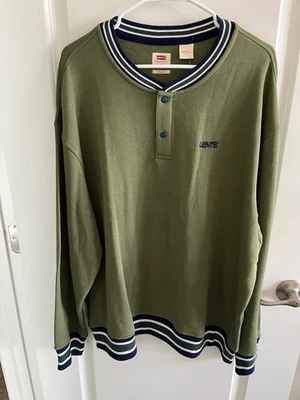 NWT Levi's Snap Crewneck Sweatshirt Fleece Lined Green Size XL New with Tags - Image 1 of 4