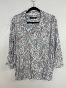 Lauren Ralph Lauren Top Women Medium Sleepwear Shirt Button Up Pajamas RLL - Picture 1 of 6