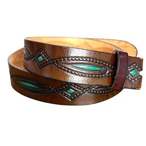 Verzierter Ledergürtel Herren Größe 34 OHNE SCHNALLE Western Southwest Cowboy 1,5" breit - Bild 1 von 6