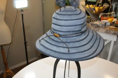 Scala Collection Vintage Handcrafted Women's sun fashion Hat wide brim Blue - Image 1 of 4