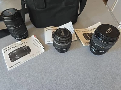 3 Canon LENSES  and Carry Bag See Description For Details - Image 1 of 4