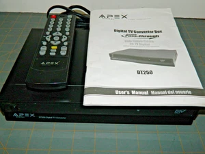 Apex DT250 Digital TV Converter Box Analog PassThrough w Remote & Manual - Picture 1 of 5