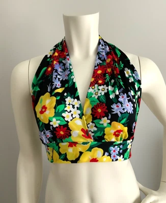 Vintage 1970s MOD  Flower Power Cropped HALTER TOP Boho Marilyn Monroe  S / M - Image 1 of 4