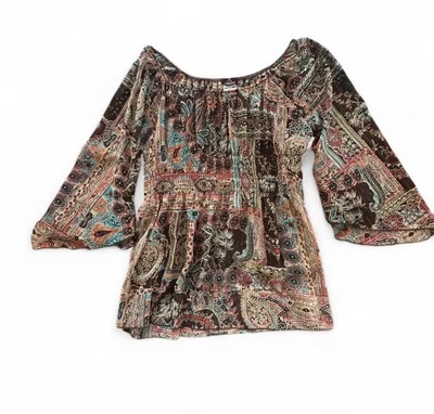 Blusa Top Jordache Juniors Pullover Transparente Campana Manga 3/4 Cuello Redondo XL Foto 1 de 3