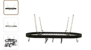 Suspended Pot Rack Oval Black High Quality Stainless Steel - Range Kleen  - Picture 1 of 9