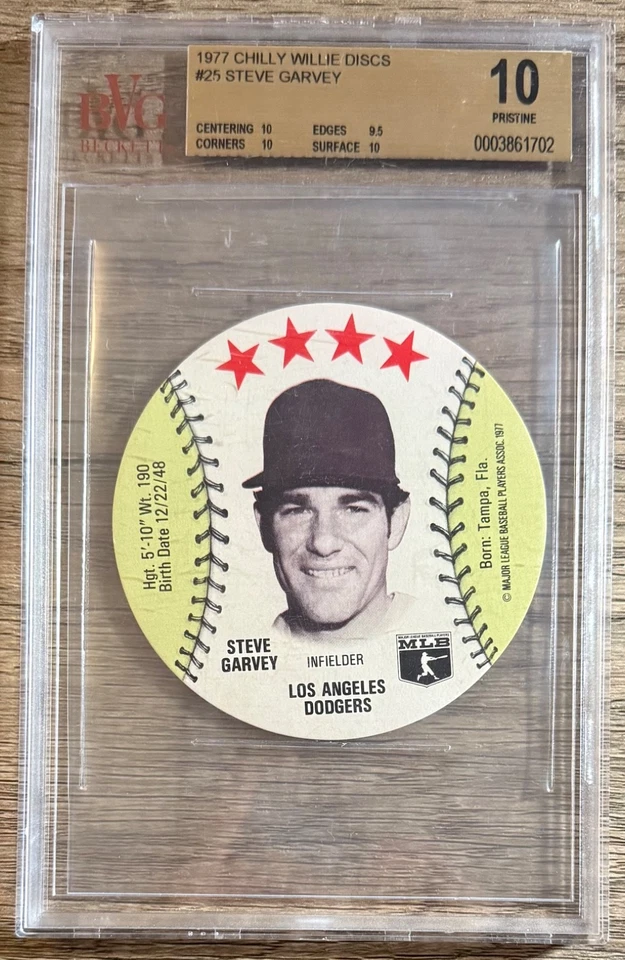 STEVE GARVEY 1977 CHILLY WILLIE DISCS VINTAGE BVG 10 PRISTINE #25 DODGERS - Image 1 of 2