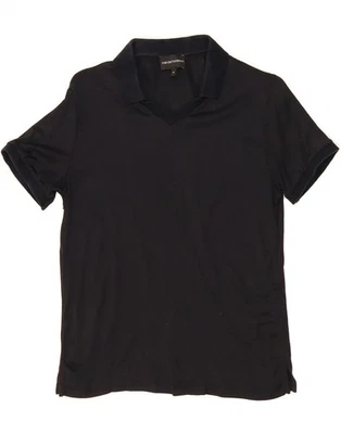 Camisa polo EMPORIO ARMANI para mujer Reino Unido 14 mediana negra algodón DF01 Foto 1 de 3