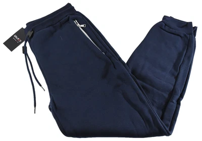 Galaxy Mens Blue Joggers Sweatpants New L Fleece Pockets With zipper Drawsting - Image 1 of 4