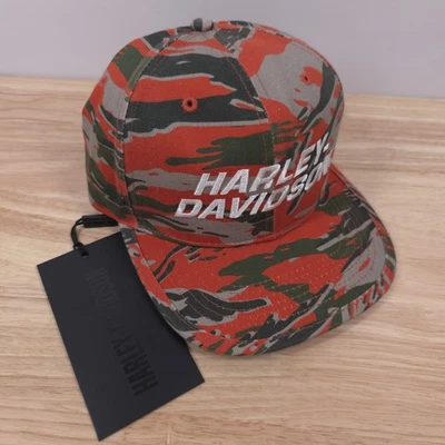 Harley Davidson Racing Para hombres Gorra Snapback Más Rápida Naranja Tigre Camuflada Gorra NUEVO Foto 1 de 4