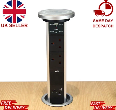 Automatic Motorised PopUp Plug Socket, Wireless Charger For Kitchen Or Office - Image 1 of 4