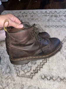 Mens Size 9.5 Brown Leather Doc Marten High Top Boots Made In England - Picture 1 of 7