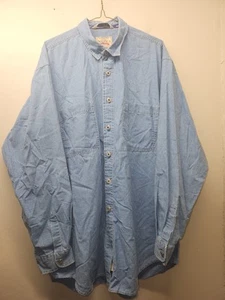 Vintage Nautica L/S Button Down Gingham Plaid Denim Casual Dress Shirt Men's XL - Picture 1 of 16