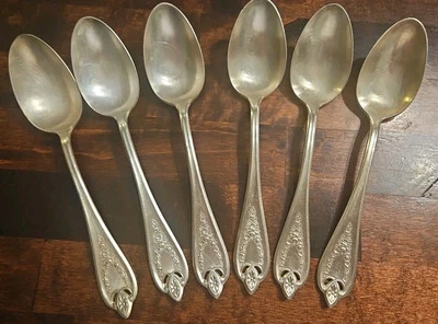 Посеребренные большие ложки Rogers Bros 1847 Old Colony 8,25 дюйма Лот из 6 - Изображение 1 из 4