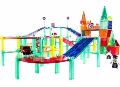 Mag-Genius 124 Piece Racing  3D Magnet Toy Car and Includes 8 Bonus Road Signs - Image 1 of 4