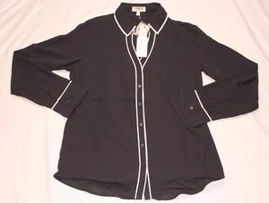 Express Women's Long Sleeve Button-up Black Shirt NWT Size M - Picture 1 of 4