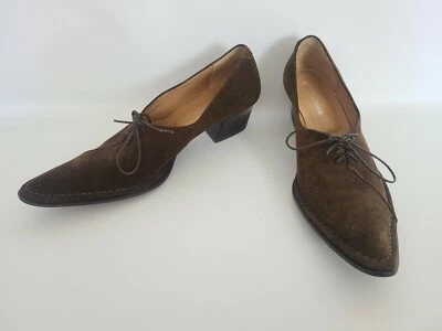 Alberto Fermani Talla 37 Marrón Gamuza Con Cordones Punta Punta Hecho en Italia Foto 1 de 4