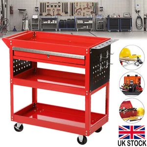 Heavy Duty 3 Tier Tool Storage Cart Shelf Wheel Trolley Drawer Garage Workshop - Picture 1 of 11