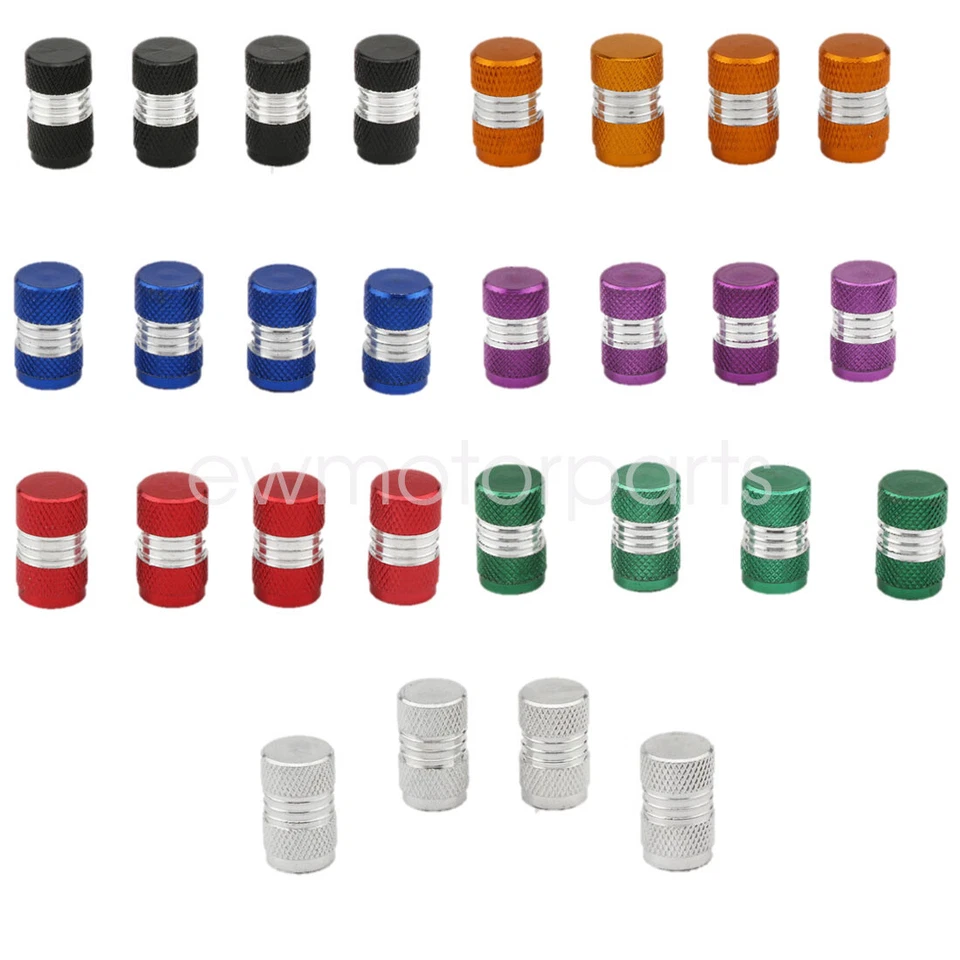 Cubierta universal de tapa antipolvo de aire de vástago de válvula de llanta de neumático de rueda de aluminio 4 piezas Foto 1 de 2