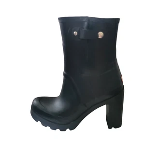Hunter Original High Heel Gummi Regen Stiefeletten schwarz Größe 9 - Bild 1 von 8