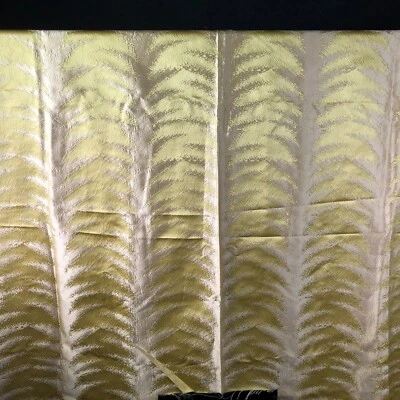 Vintage Mid Century Satin Metallic Fabric Curtain Remnant RETRO FAB MCM Pattern - Image 1 of 4
