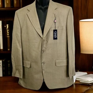 Chaps Ralph Lauren Mens Blazer Brown Herringbone Silk Wool Jacket Sport Coat 40R - Picture 1 of 12