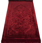 Modefa Luxury Velvet Islamic Prayer Rug Janamaz Sajjadah - Paisley Red