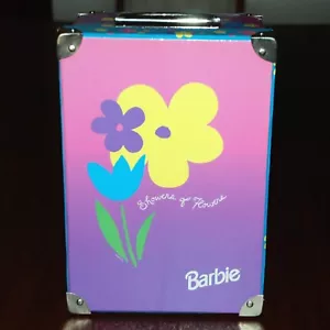 Vintage 1998 Barbie Aufbewahrungsbox Koffer mit Metallecken - Blumenschauer - Bild 1 von 12
