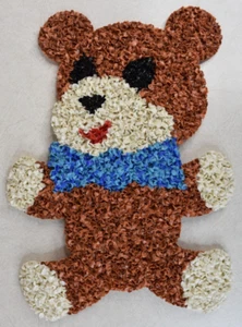 Vintage 1970s Melted Plastic Popcorn Wall Decoration Teddy Bear 16" Tall - Picture 1 of 2