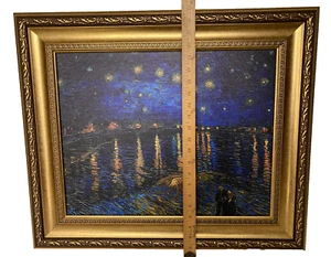 Starry Night by Vincent Van Gogh Museum Framed Canvas Print Wall Art 22" x 26" - Picture 1 of 10
