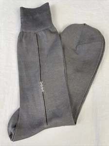 Yves Saint Laurent Gray Nylon Embroidered YSL Logo Mens Dress Socks Sz 25cm - Picture 1 of 6