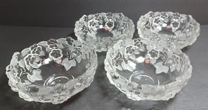 Vtg Mikasa Carmen Set of 4 Crystal 5” Fruit Dessert Bowls Frosted Ivy Floral - Picture 1 of 15