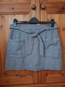 JACK WILLS - Dog Tooth Check Skirt - Size UK 12 - Belt Pockets Wool Mix - Picture 1 of 9