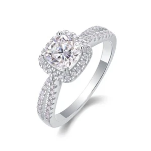 Elegant Moissanite CZ Sterling Silver Ring Women Fashion Jewelry Gift Her Size 5 - Picture 1 of 5