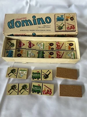 Complete Set Of Vintage Pressed wood Children's Traffic Dominoes 1970s Israel - Image 1 of 4