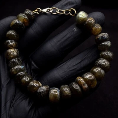 Round Shape Amazing Flash Labradorite 190.00 Cts Beaded Bracelet VK 57 E640 - Image 1 of 3