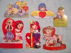 6 Tarjetas De Colección Día de San Valentín Mecánicas Pirata Bombero Elefante Avión etc. - Imagen 1 de 8