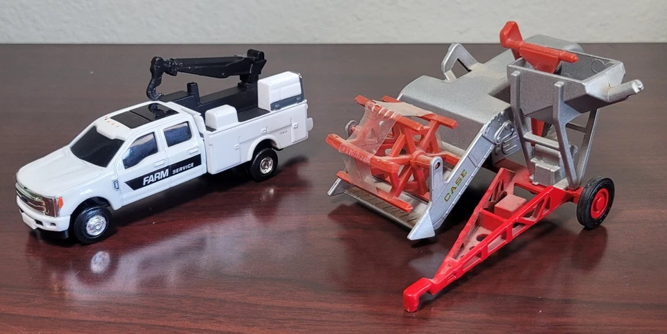 Diecast Vehicle Lot Of 2 Ford Farm Service, Case G Combine Harvester ERTL -READ- - Image 1 of 4
