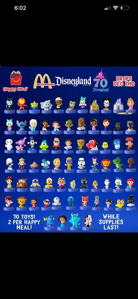 McDonald’s Disney 70th Anniversary Collectibles Complete SET W/new/unused Box - Image 1 of 1