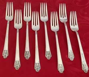 IS Rogers silverplate Precious 1941 lot of 8 forks 7 5/16" NM polished - Picture 1 of 4