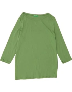 BENETTON Womens Top 3/4 Sleeve UK 18 XL Green Cotton CP04 - Picture 1 of 4
