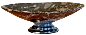 Oval Black Footed Orthoceras Ammonite Fossil Bowl Trinket Dish from Morocco 9" - Picture 1 of 13