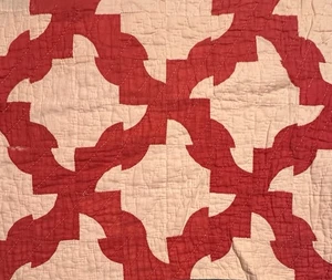 Vintage Cutter Quilt Stück Drunkards Path 16” x 20” rot und beige #4 - Bild 1 von 11