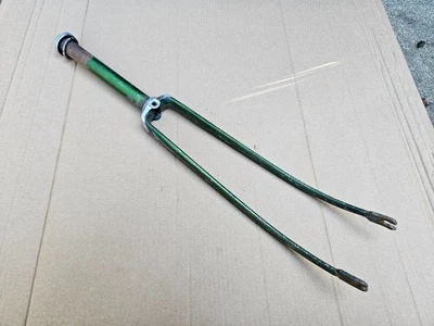 Vintage 27" Schwinn Road Bike Fork 1" Threaded Steerer 95mm Dropouts Green - Image 1 of 4